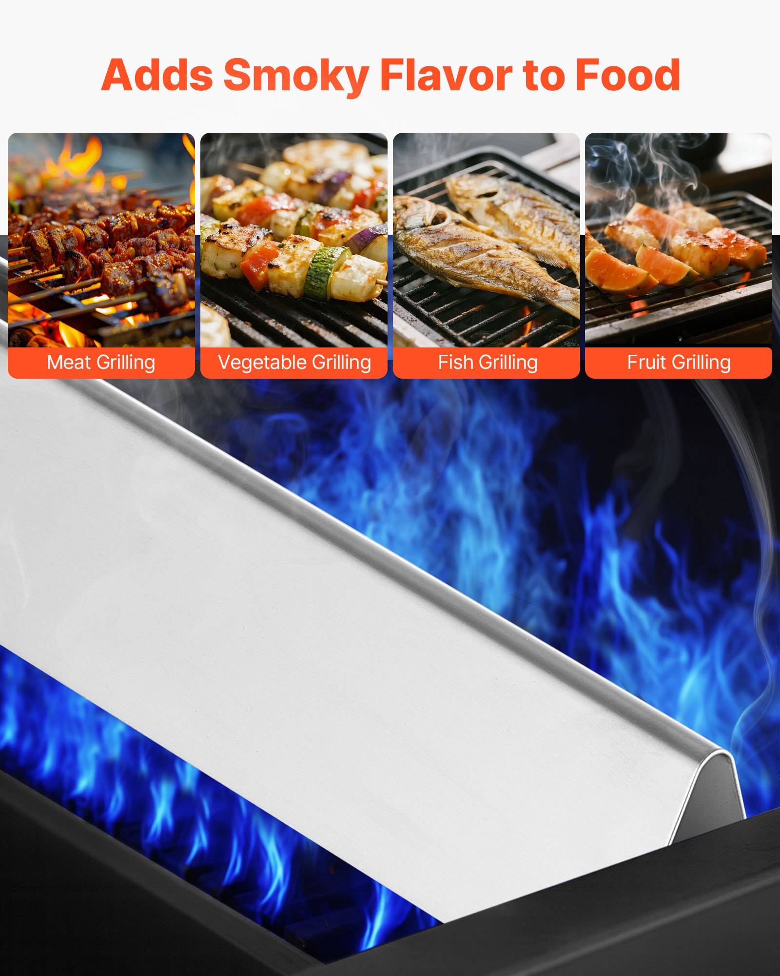 VEVOR Barras Saborizantes y Deflectores de Calor, Repuesto de Parrilla de 44 cm, para Weber Genesis Serie 300 E310, E320, E330, S310, S320 y S330, de Acero Inoxidable más Gruesa, Paquete de 7