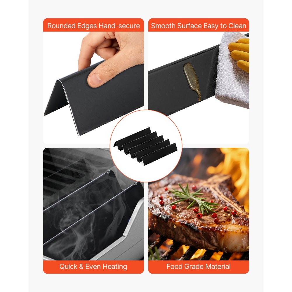 VEVOR Barras Saborizantes, Repuesto de Parrilla de 39 cm, para Parrillas Weber Spirit I y II Serie 300, Incluidas Spirit E-310, ll S-310 y ll E-320, de Acero Esmaltado en Porcelana, 5 Unidades