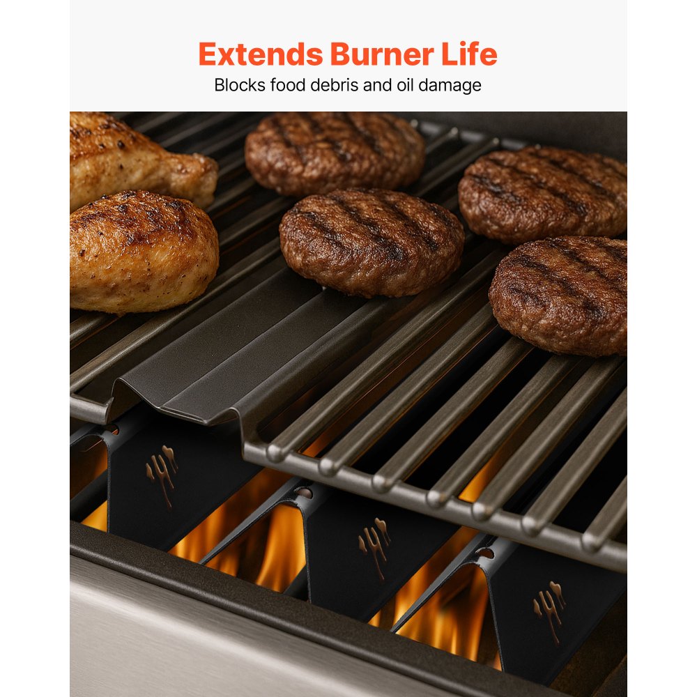 VEVOR Barras Saborizantes, Repuesto de Parrilla de 39 cm, para Parrillas Weber Spirit I y II Serie 300, Incluidas Spirit E-310, ll S-310 y ll E-320, de Acero Esmaltado en Porcelana, 5 Unidades