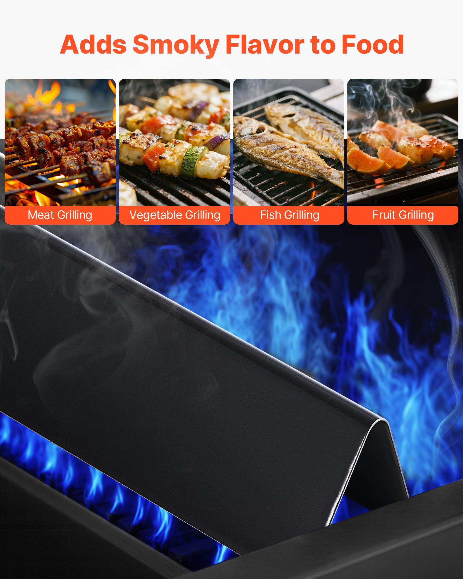 VEVOR Barras Saborizantes, Repuesto de Parrilla de 39 cm, para Parrillas Weber Spirit I y II Serie 300, Incluidas Spirit E-310, ll S-310 y ll E-320, de Acero Esmaltado en Porcelana, 5 Unidades