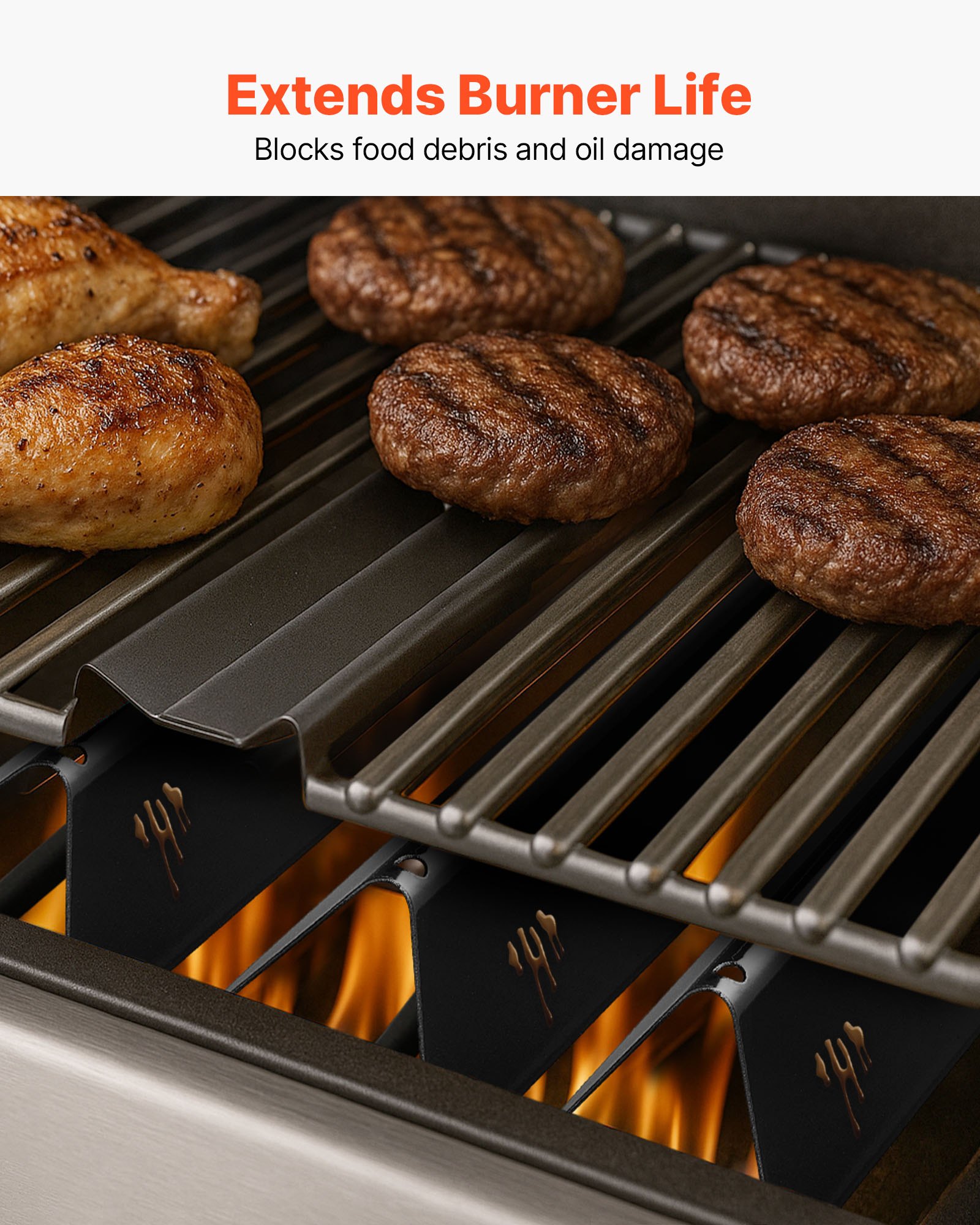 VEVOR Barras Saborizantes, Repuesto de Parrilla de 39 cm, para Parrillas Weber Spirit I y II Serie 300, Incluidas Spirit E-310, ll S-310 y ll E-320, de Acero Esmaltado en Porcelana, 5 Unidades