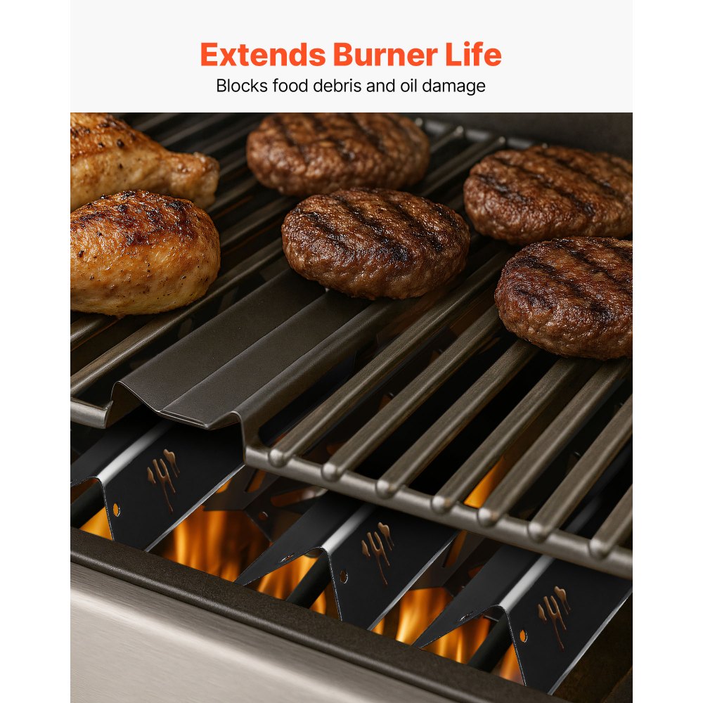 VEVOR Barras Saborizantes y Deflectores de Calor, Repuesto Parrilla 44 cm, Weber Genesis II 310, 315, 335, 340, E/S 325s, ES/SX 325s, E/S 335, EX/SX/EPX-335, Acero Esmaltado en Porcelana, 8 uds