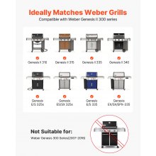 VEVOR Barras Saborizantes, Repuesto de Parrilla de 44 cm, para Parrillas Weber Genesis II 310, 315, 335, 340, E/S 325s, ES/SX 325s, E/S 335, EX/SX/EPX-335, Acero Esmaltado en Porcelana, 5 uds