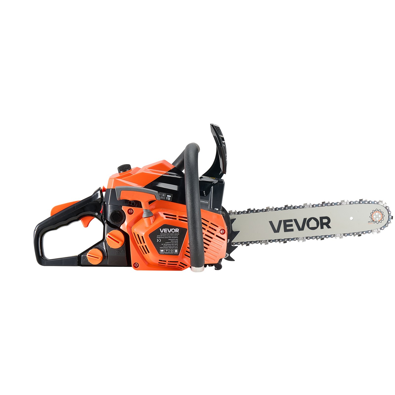 VEVOR Motosierra de Gasolina de 355 mm, Motosierra de Gasolina de 40 cc, 1,8 HP con Mango Antideslizante, Doble Depósito de Combustible, Ideal para Cortar Madera, Podar Árboles y Limpiar Terrenos