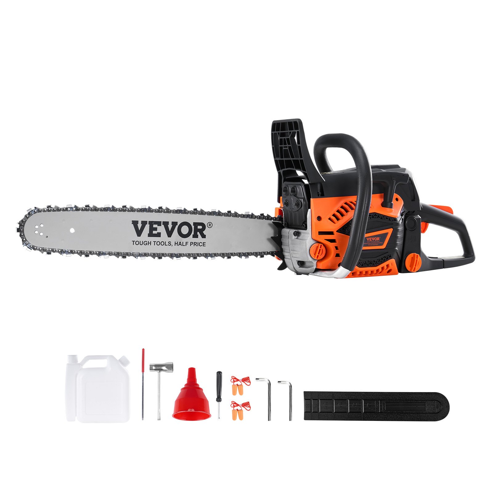 VEVOR Motosierra de Gasolina con Guía de Cadena 50,8 cm Inalámbrica 58CC 3,22HP para Corte de Ramas de Árboles, Poda de Árboles, Limpieza de Terrenos, Corte Forestal en Granjas, Jardines, Ranchos
