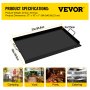 VEVOR Plancha de Parrilla 37x16x1 pulg. Plancha para Barbacoa, Material de Acero al Carbono, Placa de Parrilla Antiadherente, Deflector a Prueba de Salpicaduras para Panqueques, Tocino, Huevos, Salmón