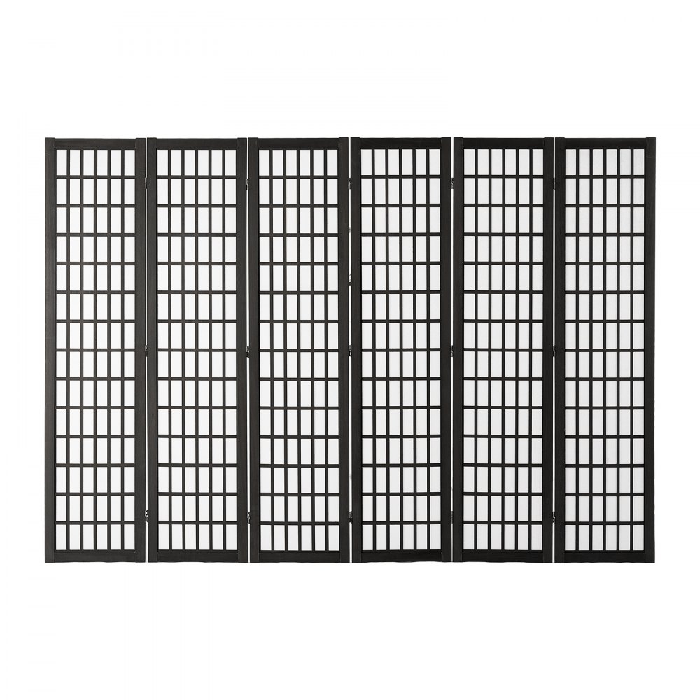 VEVOR Biombo de 6 Paneles, Biombo Japonés Plegable 2420 x 1700 x 18,5 mm para Interiores, Separador Portátil y Decorativo para Separar Espacios en Casa, Oficina, Restaurante y Dormitorio, Negro
