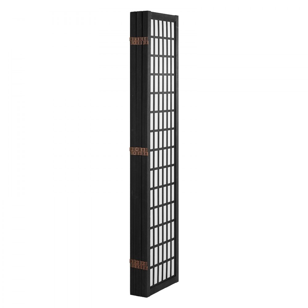 VEVOR Biombo de 6 Paneles, Biombo Japonés Plegable 2420 x 1700 x 18,5 mm para Interiores, Separador Portátil y Decorativo para Separar Espacios en Casa, Oficina, Restaurante y Dormitorio, Negro