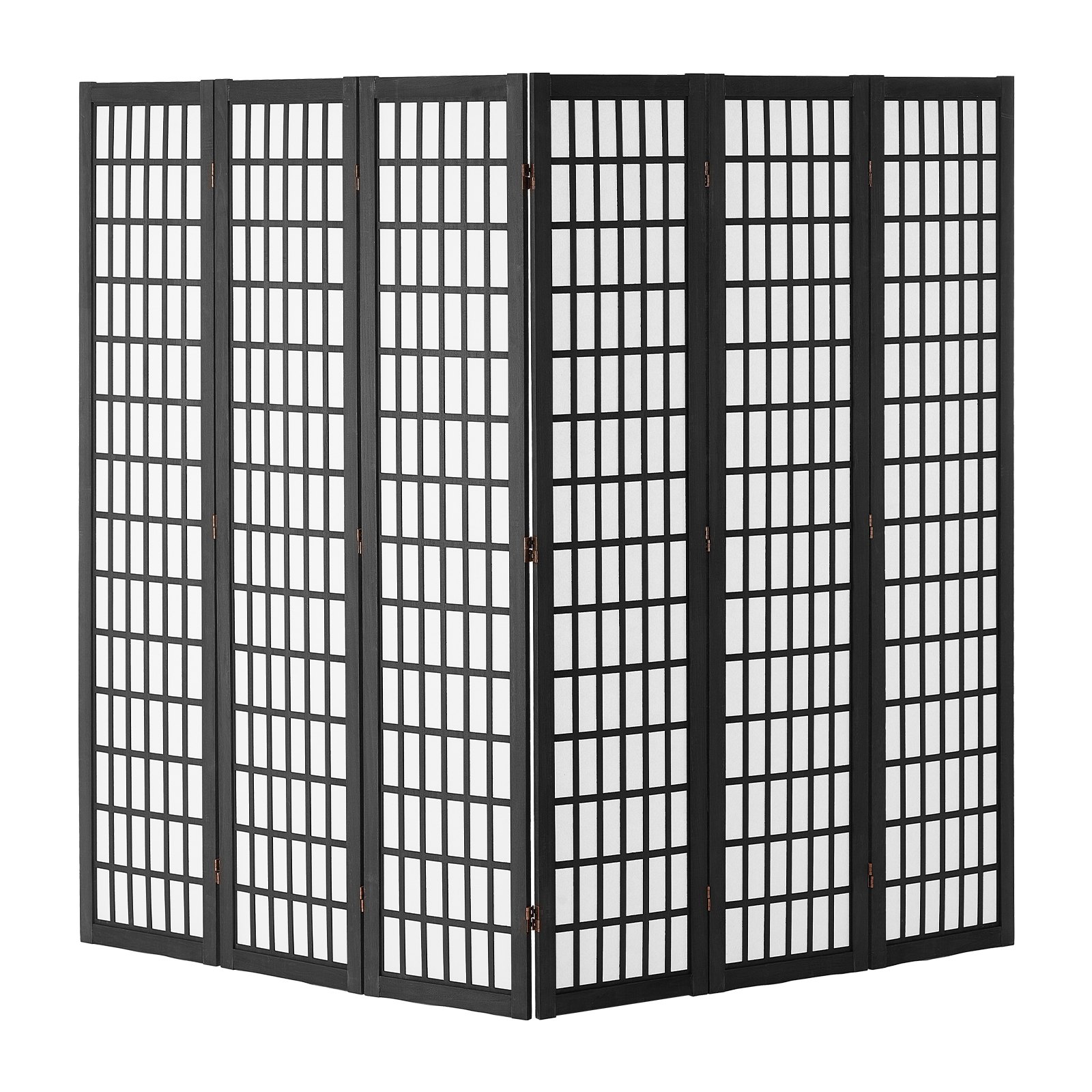 VEVOR Biombo de 6 Paneles, Biombo Japonés Plegable 2420 x 1700 x 18,5 mm para Interiores, Separador Portátil y Decorativo para Separar Espacios en Casa, Oficina, Restaurante y Dormitorio, Negro