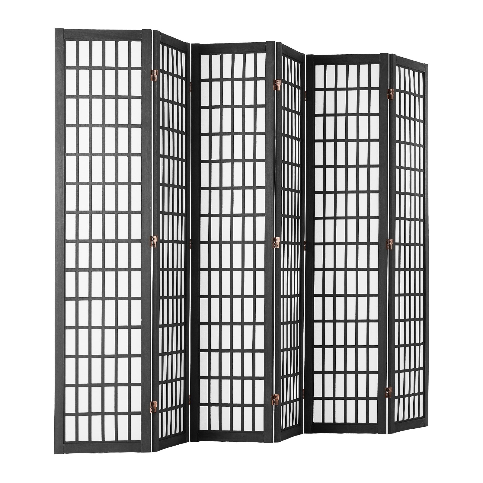 VEVOR Biombo de 6 Paneles, Biombo Japonés Plegable 2420 x 1700 x 18,5 mm para Interiores, Separador Portátil y Decorativo para Separar Espacios en Casa, Oficina, Restaurante y Dormitorio, Negro