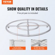 VEVOR Quemador Redondo Empotrable para Brasero 609x62 mm Kit de Quemador para Brasero Exterior de Acero Inoxidable para Gas Natural y Propano 92.000 BTU para Uso Interior y Exterior, Hogar, Jardín