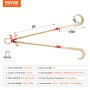 VEVOR Cadena de remolque con gancho J, capacidad de carga 4898 kg, cadena de brida en V para remolque G80 con gancho de agarre 8mm x 60cm para recuperación, transporte, grúa, camión de plataforma