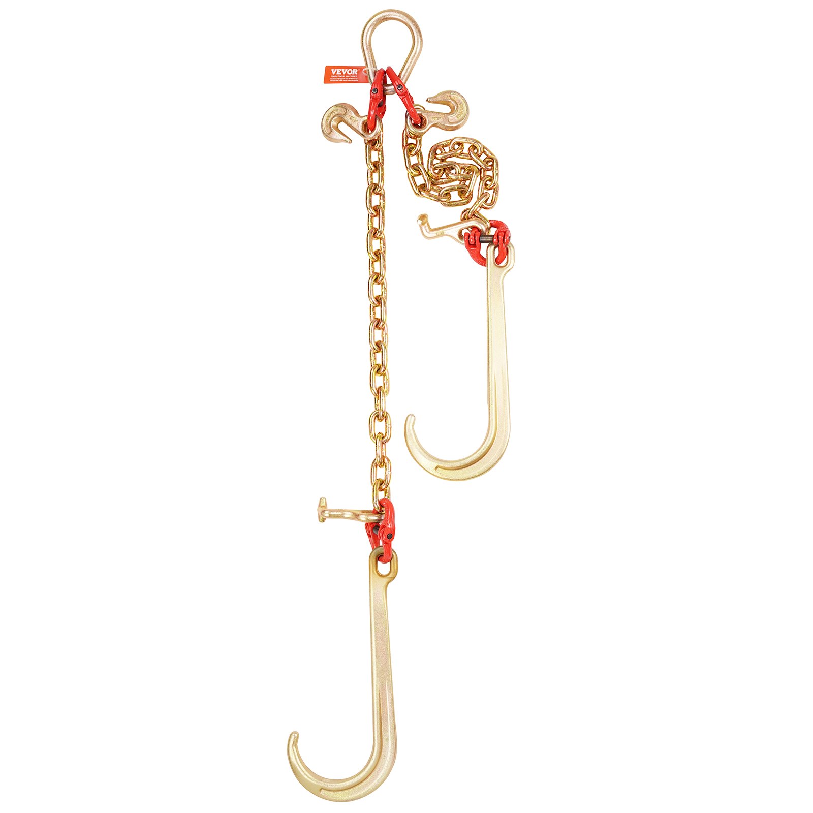 VEVOR JT Cadena de remolque con gancho, capacidad de carga 7074 kg, cadena de brida en V para remolque G80 con gancho de agarre, 10 mm x 60 cm, para averías, transporte, grúa, camión de plataforma