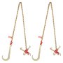VEVOR J-Hook Chain, 2 pieces, 5/16 inch x 6 foot G80, 15 inch long shank J-hook tow chain with RTJ cluster hook and grab hook, 5400 lbs working load, heavy-duty transport truck chain for towing trailers
