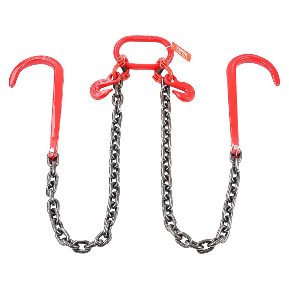 VEVOR Cadena de remolque con gancho J capacidad de carga 7074 kg cadena de brida en V para remolque G80 con gancho de agarre 10mm x 90cm para recuperación, transporte, grúa, camión de plataforma