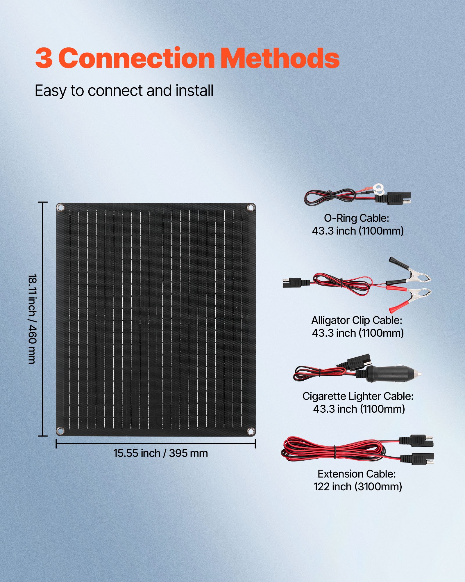 VEVOR Cargador de Batería Solar 30 W, con Células Monocristalinas, Controlador Inteligente Integrado y Cables de Conexión, Resistente al Agua IP67, Portátil, para Coches, Barcos y Autocaravanas