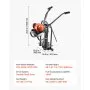 VEVOR Regla Vibratoria para Hormigón a Gasolina, Máquina Niveladora de Hormigón con Motor, Regla Mecánica con Mango Ajustable 73-106 cm, Compatible con Placas Base para Patios, Pisos, Garajes y Aceras