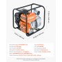 VEVOR Bomba de Agua a Gasolina 101,6 mm, 422 GPM, 8,3 HP, Motobomba de Agua a Gasolina, Altura de Succión de 9,3 m, Elevación Máxima de 33,5 m, con Manguera de Descarga, para Riego, Estanques