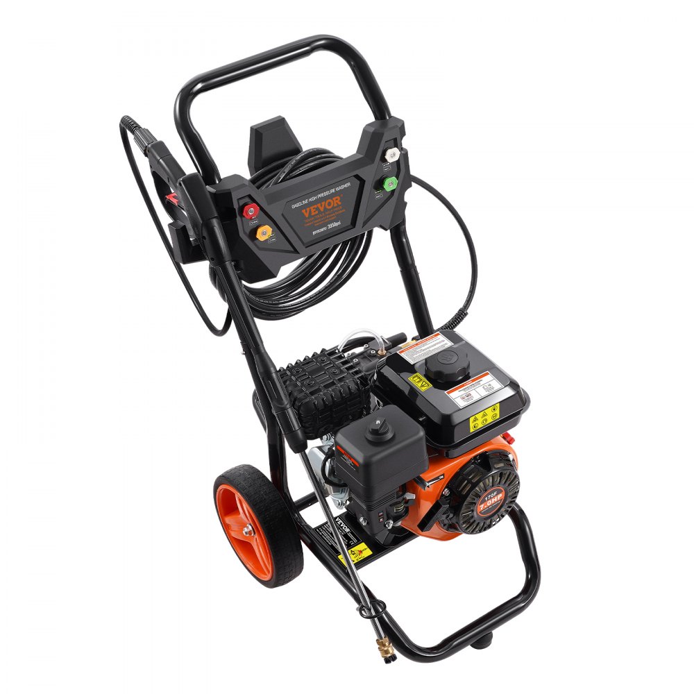 VEVOR Lavadora de Alta Presión a Gas Vertical 3400 PSI 2,6 GPM Limpiador de Alta Presión 10 L/min con Bomba de Aluminio, Pistola Rociadora, Varilla de Extensión, 5 Boquillas para Casas, Vehículos