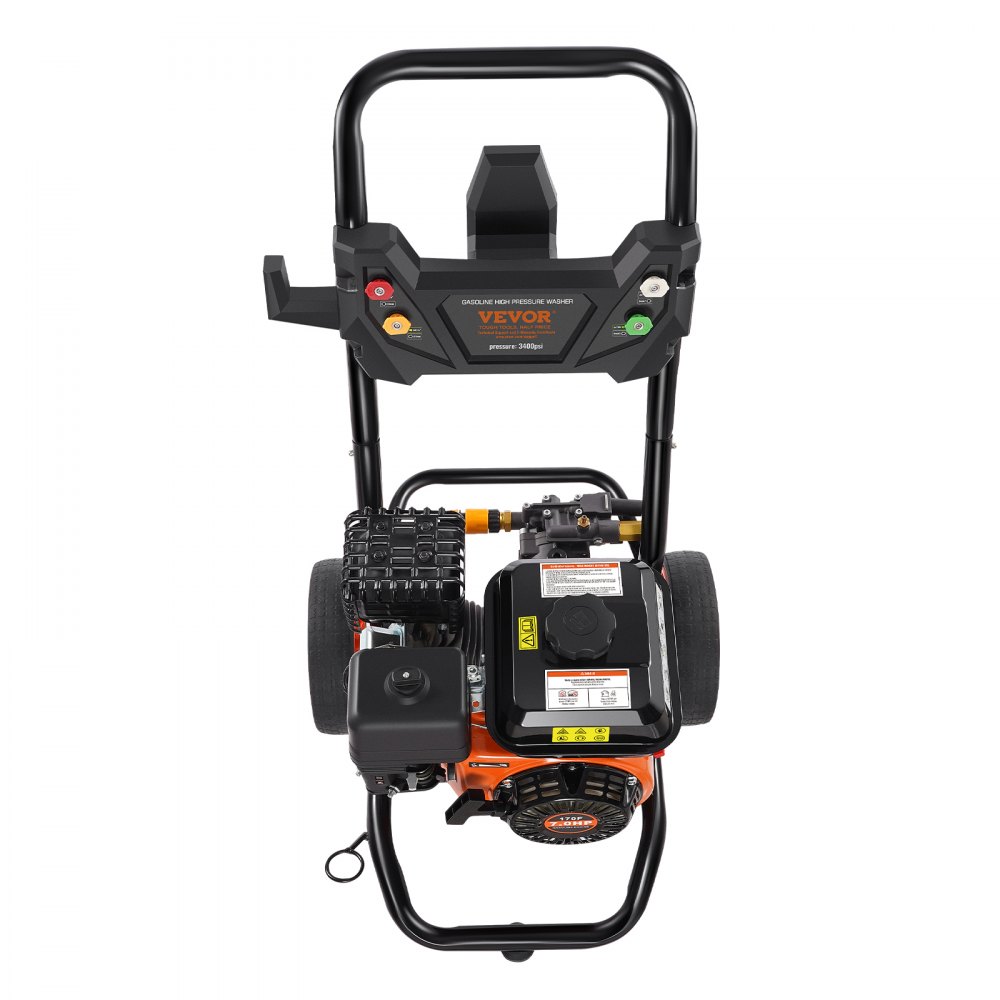 VEVOR Lavadora de Alta Presión a Gas Vertical 3400 PSI 2,6 GPM Limpiador de Alta Presión 10 L/min con Bomba de Aluminio, Pistola Rociadora, Varilla de Extensión, 5 Boquillas para Casas, Vehículos