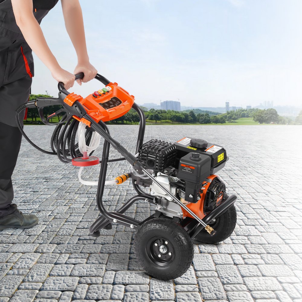 VEVOR Lavadora de Alta Presión a Gas 3500 PSI 2,6 GPM Limpiador de Alta Presión 10 L/min con Bomba de Aluminio, Pistola Rociadora, Varilla de Extensión, 5 Boquillas para Casas, Vehículos, Patios