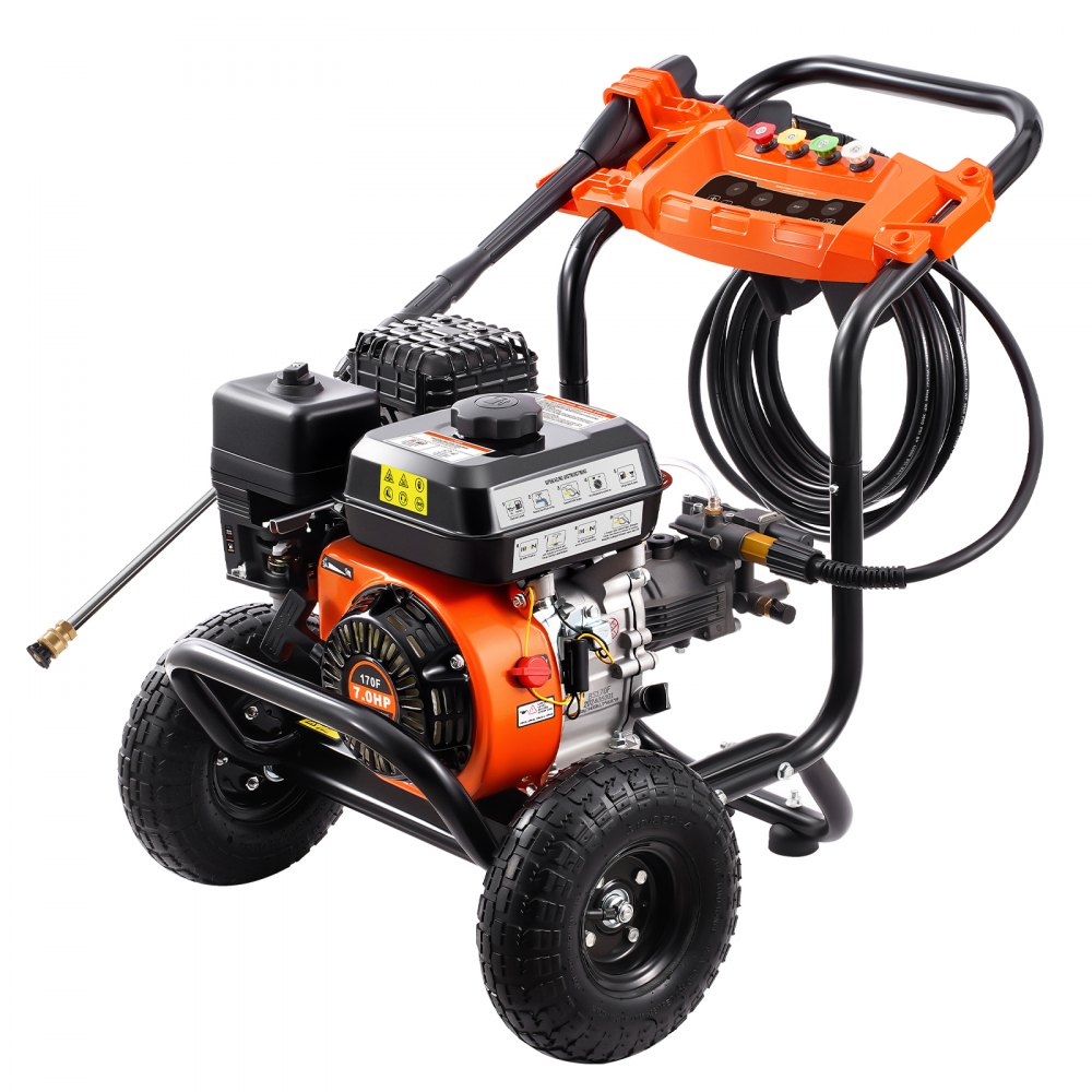 VEVOR Lavadora de Alta Presión a Gas 3500 PSI 2,6 GPM Limpiador de Alta Presión 10 L/min con Bomba de Aluminio, Pistola Rociadora, Varilla de Extensión, 5 Boquillas para Casas, Vehículos, Patios