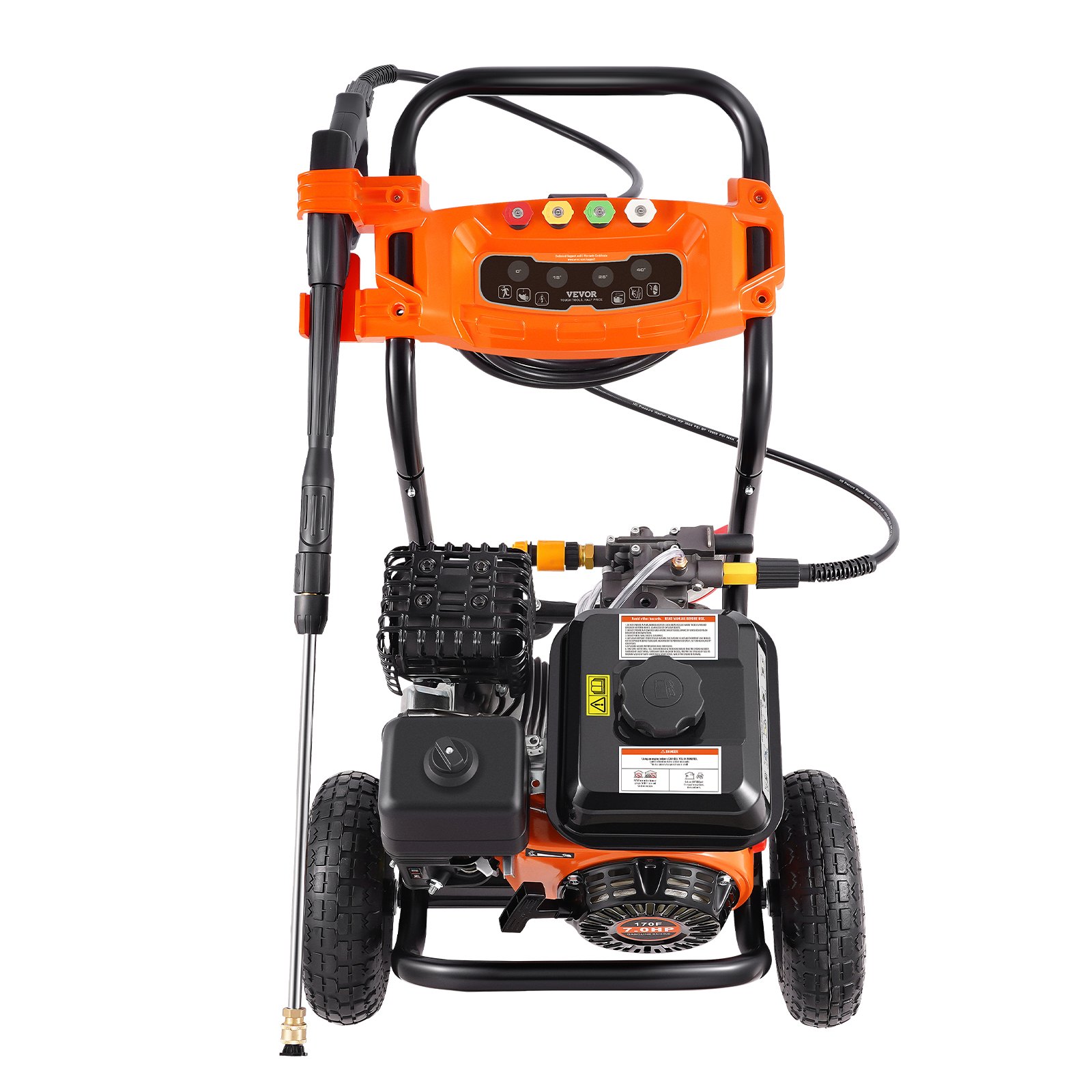 VEVOR Lavadora de Alta Presión a Gas 3500 PSI 2,6 GPM Limpiador de Alta Presión 10 L/min con Bomba de Aluminio, Pistola Rociadora, Varilla de Extensión, 5 Boquillas para Casas, Vehículos, Patios