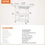 VEVOR Mesa de Prensa de Calor de 3 niveles, Soporte de Máquina de Transferencia de Calor Plegable con Ruedas y Soporte para Rollo de Vinilo, Banco de Trabajo de Metal Rodante, Color Blanco