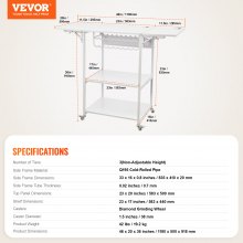 VEVOR Mesa de Prensa de Calor Plegable de 3 Niveles con Ruedas, Color Blanco