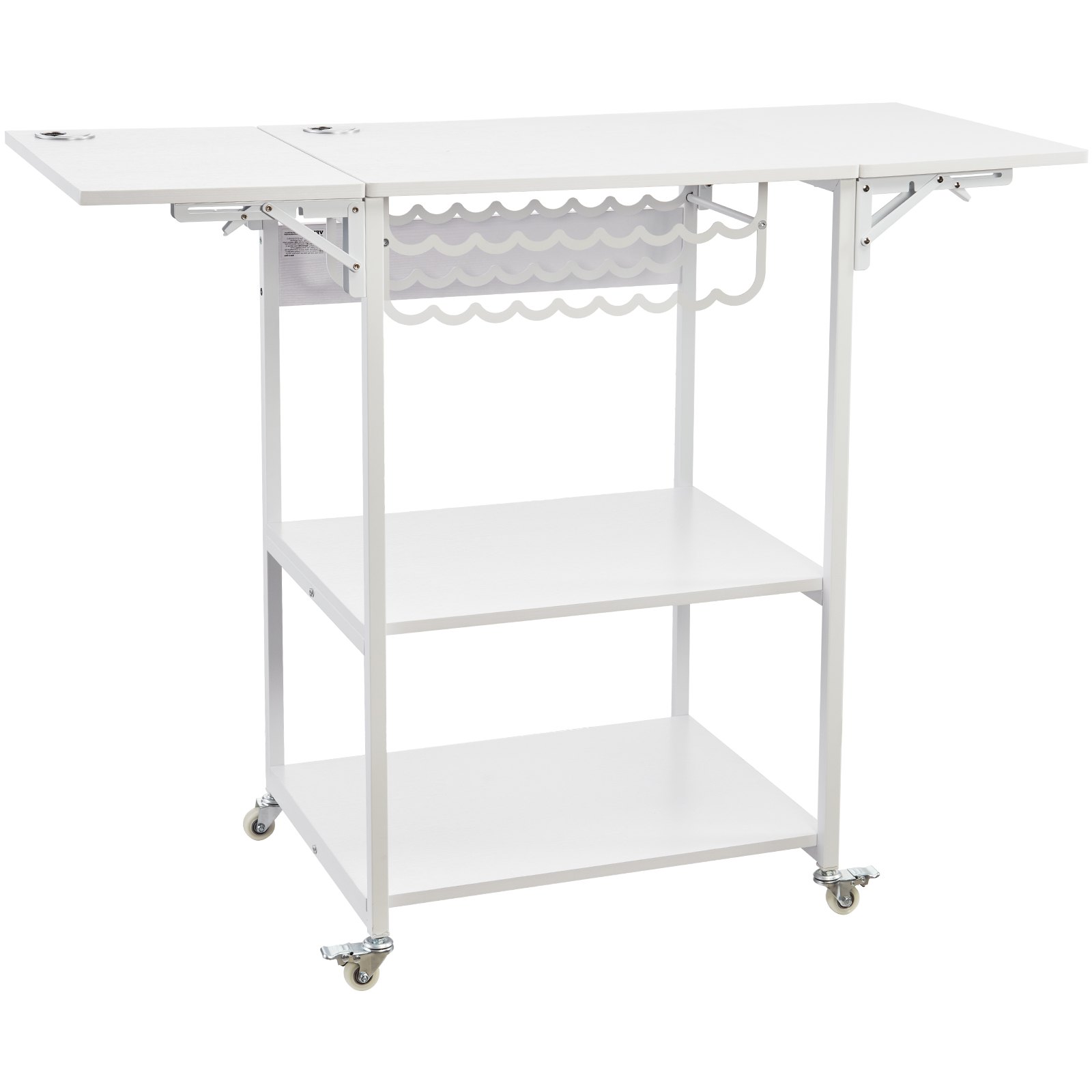 VEVOR Mesa de Prensa de Calor de 3 niveles, Soporte de Máquina de Transferencia de Calor Plegable con Ruedas y Soporte para Rollo de Vinilo, Banco de Trabajo de Metal Rodante, Color Blanco