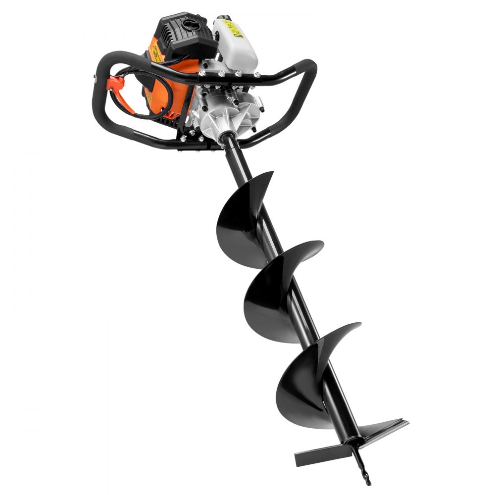 VEVOR Excavadora de Pozos a Gasolina de 43 cc y 1250 W Barrena para Postes a Gasolina con Brocas de  200 mm Excavadora de Pozos para Vallas de Postes, Cultivo, Jardín, Plantas, Naranja y Negro