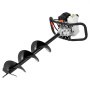 VEVOR Petrol-Powered Earth Auger, 63cc, 2400W, Petrol Auger with 8-inch Drill Bits and 1 Extension Rod, Post and Fence Drill for Farmland, Garden Plants, Orange+Black