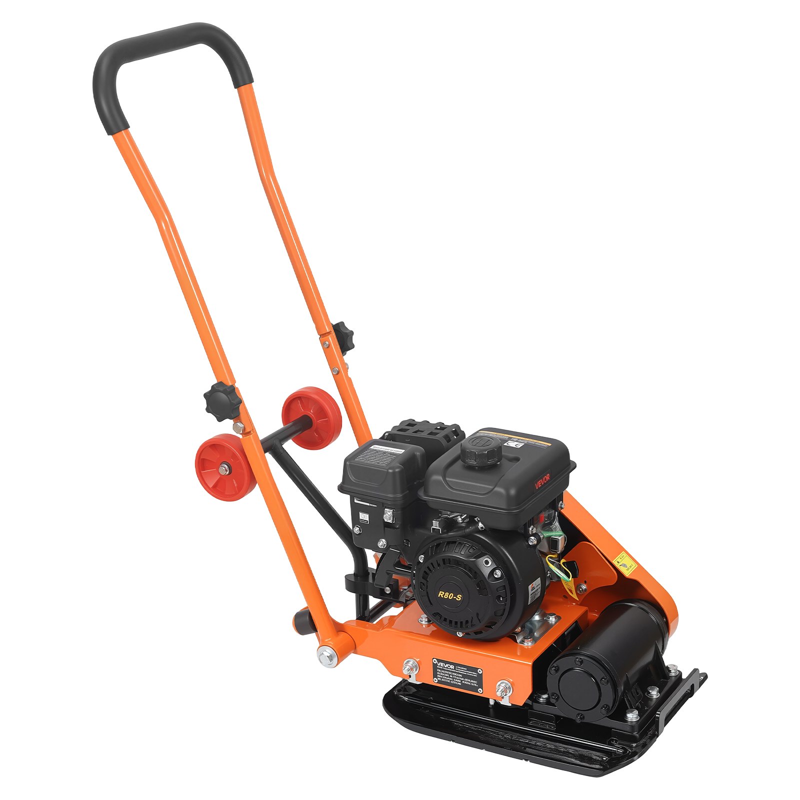 VEVOR Compactador de Tierra Motor de Gasolina de 2 HP 79 cc, Compactador Vibratorio de Placa 5250 VPM, Placa de 41x31,5 cm, Fuerza de Compactación de 8 kN para Caminos, Patios, Asfaltos, Paisajismo