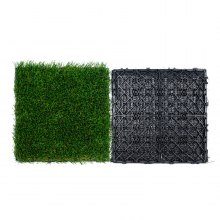 VEVOR Césped Artificial Juego de 18 Baldosas Entrelazadas para Interiores y Exteriores 31x31 cm Alfombra de Suelo Autodrenante, Hojas de Hierba 40 mm para Jardín, Parque Infantil, Decoración del Hogar