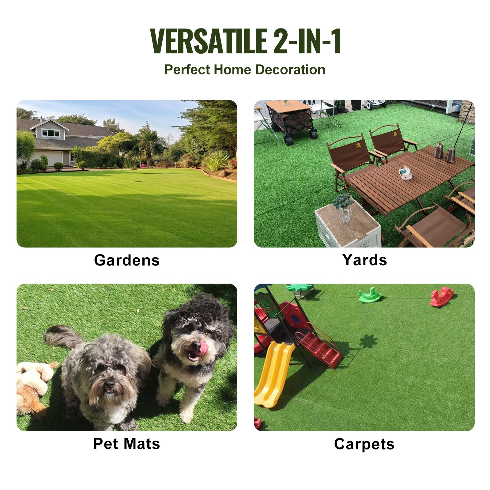 VEVOR Artificial Grass 1220x1830mm Lawn Carpet by the Meter PP+PE Materials Artificial Grass Carpet 35mm Pile Height Density of 17,000 Stitches with Drainage Holes Ideal for Outdoor Gardens and Courtyards