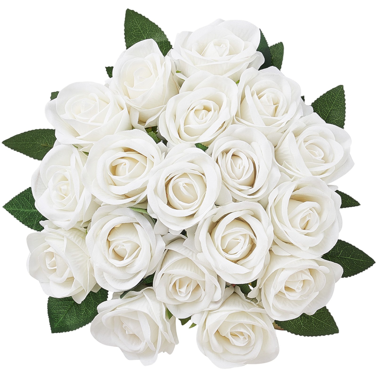 VEVOR Flores Artificiales, 60 Rosas Artificiales de Espuma Blanca de Aspecto Real a Granel, Rosas Blancas Artificiales con Tallos para Ramos de Boda, Centros de Mesa y Decoración de Mesas de Fiesta