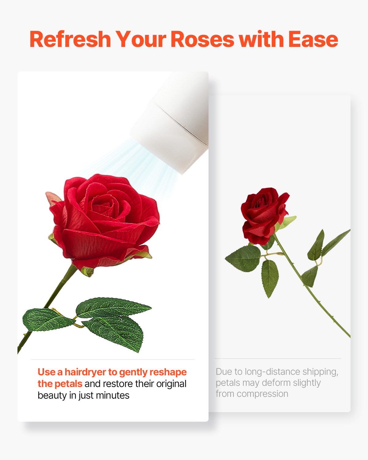 VEVOR Flores Artificiales, 500 Rosas Artificiales de Espuma Roja de Aspecto Real a Granel, Rosas Rojas Artificiales con Tallos para Ramos de Boda, Centros de Mesa y Decoración de Mesas de Fiesta