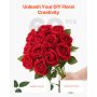VEVOR Flores Artificiales, 60 Rosas Artificiales de Espuma Roja de Aspecto Real a Granel, Rosas Rojas Artificiales con Tallos para Ramos de Boda, Centros de Mesa y Decoración de Mesas de Fiesta