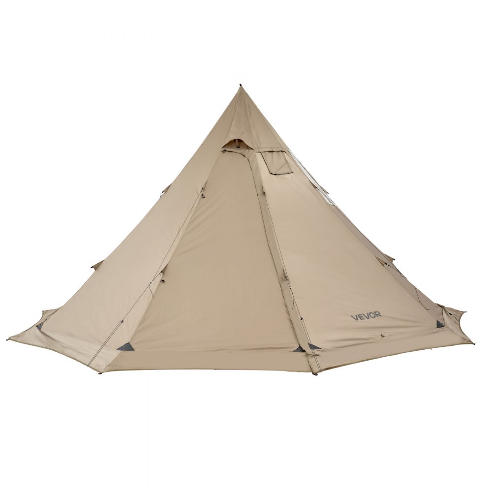 VEVOR Tienda de Campaña Caliente para 4-6 Personas, Tipi Portátil 460 x 460 x 260 cm con Conector para Estufa, Carpa Cónica de Lona Impermeable para Acampar, Senderismo, Pesca y Mochilero, Talla L