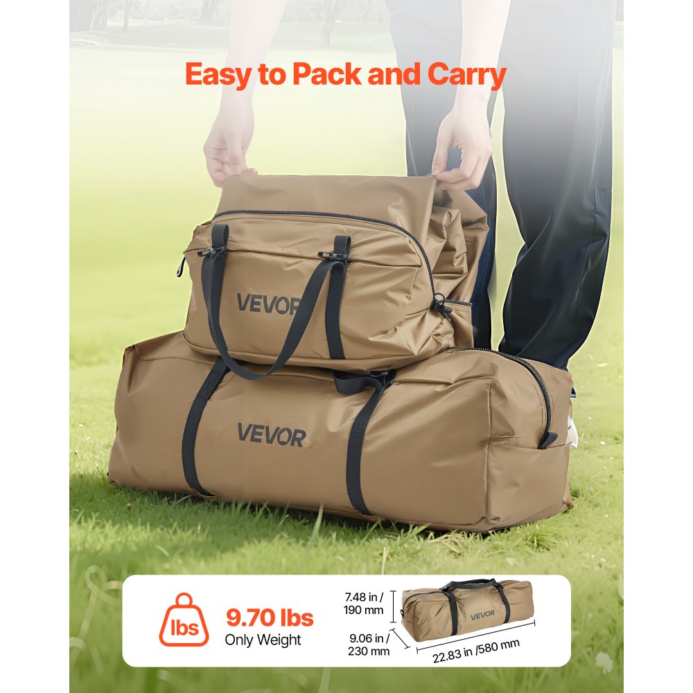 VEVOR Tienda de Campaña Caliente para 4-6 Personas, Tipi Portátil 460 x 460 x 260 cm con Conector para Estufa, Carpa Cónica de Lona Impermeable para Acampar, Senderismo, Pesca y Mochilero, Talla L
