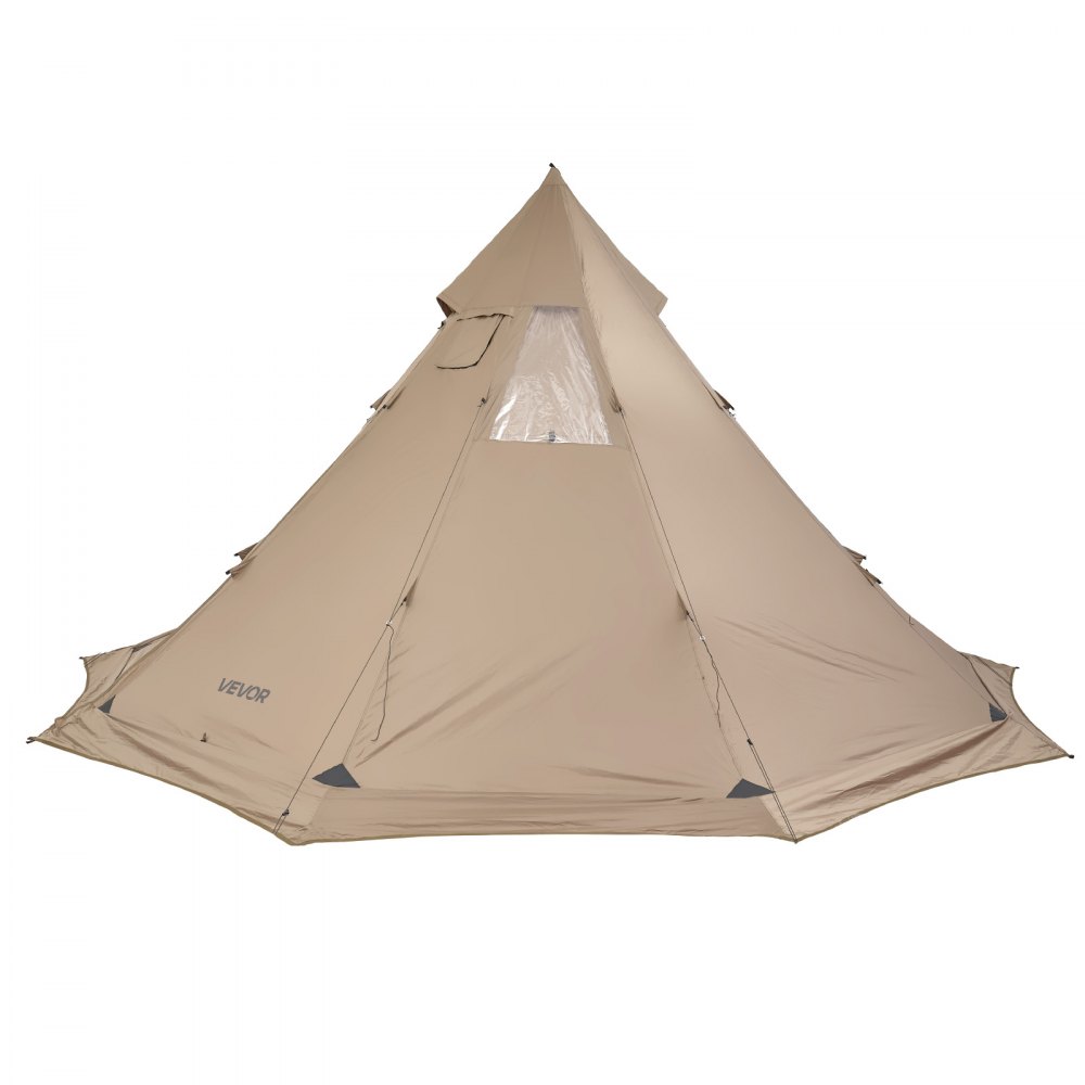 VEVOR Tienda de Campaña Caliente para 4-6 Personas, Tipi Portátil 460 x 460 x 260 cm con Conector para Estufa, Carpa Cónica de Lona Impermeable para Acampar, Senderismo, Pesca y Mochilero, Talla L