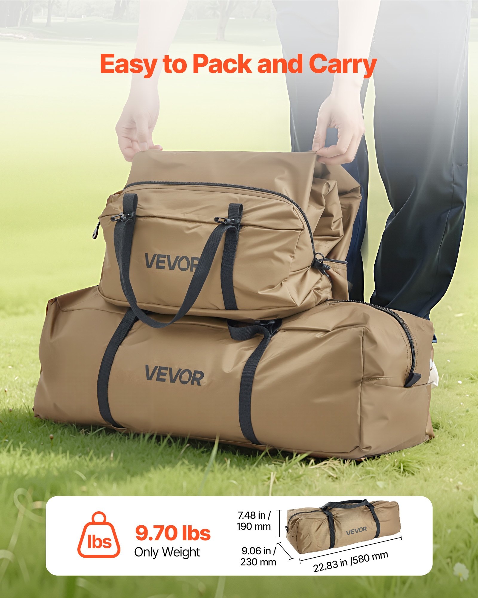 VEVOR Tienda de Campaña Caliente para 4-6 Personas, Tipi Portátil 460 x 460 x 260 cm con Conector para Estufa, Carpa Cónica de Lona Impermeable para Acampar, Senderismo, Pesca y Mochilero, Talla L