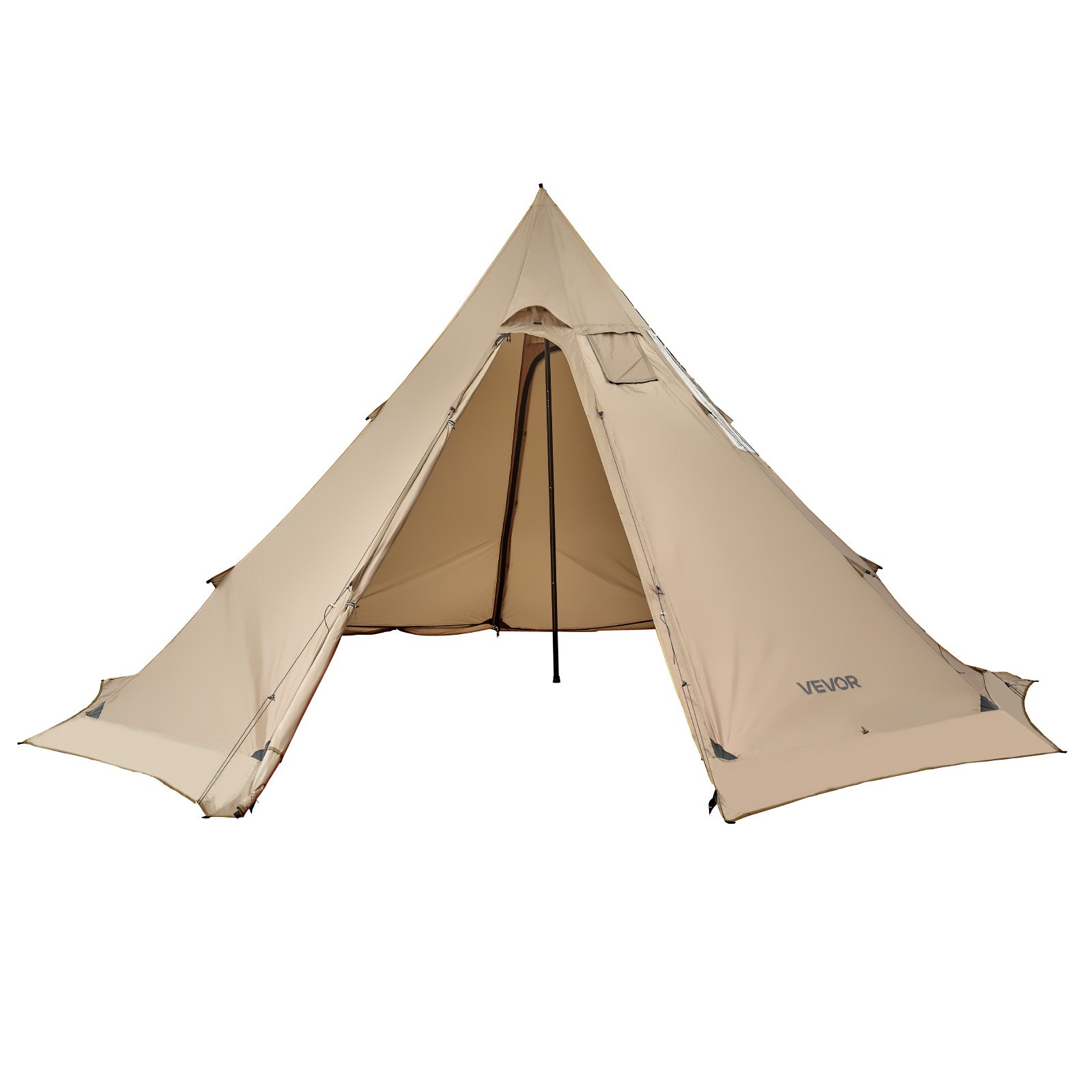 VEVOR Tienda de Campaña Caliente para 4-6 Personas, Tipi Portátil 460 x 460 x 260 cm con Conector para Estufa, Carpa Cónica de Lona Impermeable para Acampar, Senderismo, Pesca y Mochilero, Talla L