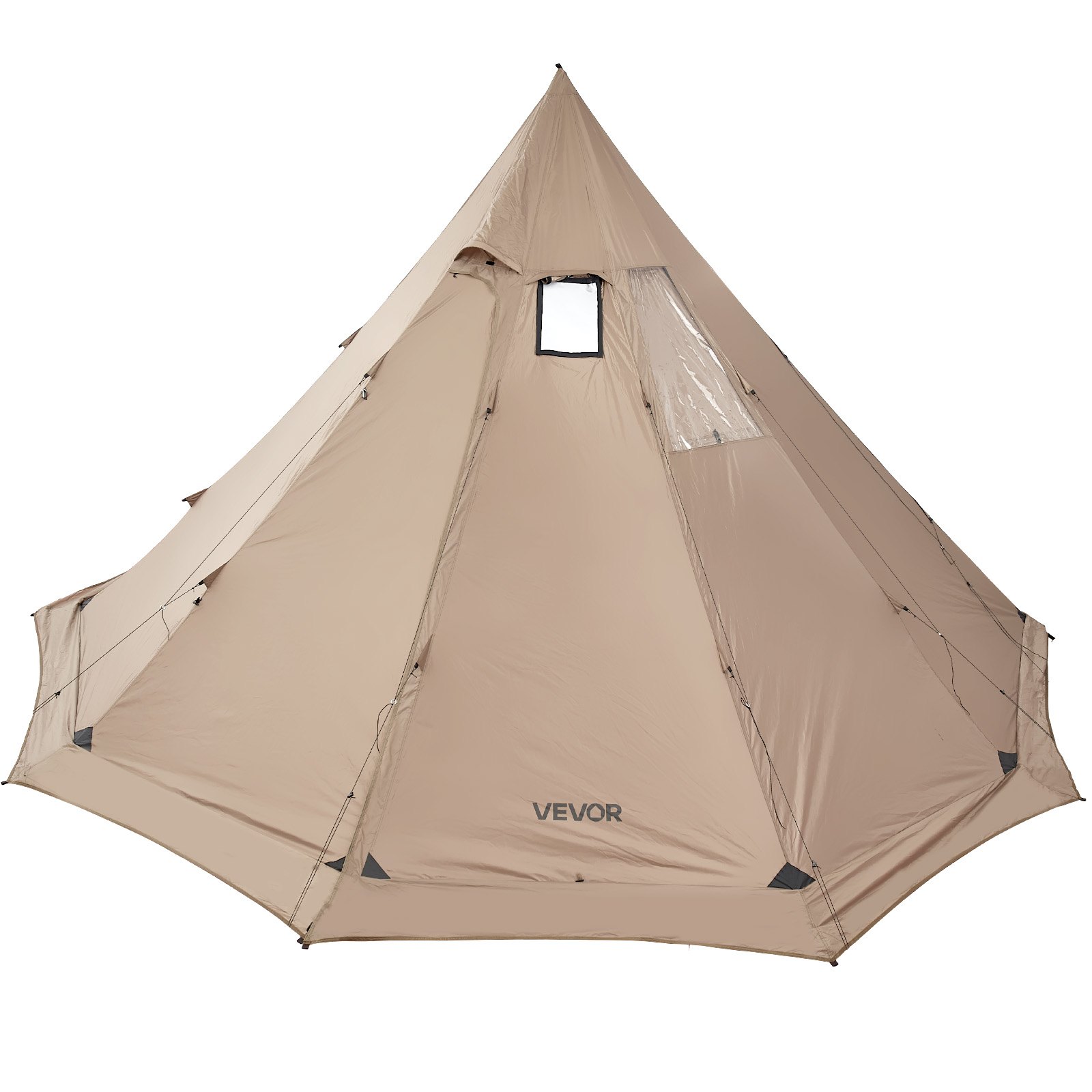 VEVOR Tienda de Campaña Caliente para 4-6 Personas, Tipi Portátil 460 x 460 x 260 cm con Conector para Estufa, Carpa Cónica de Lona Impermeable para Acampar, Senderismo, Pesca y Mochilero, Talla L