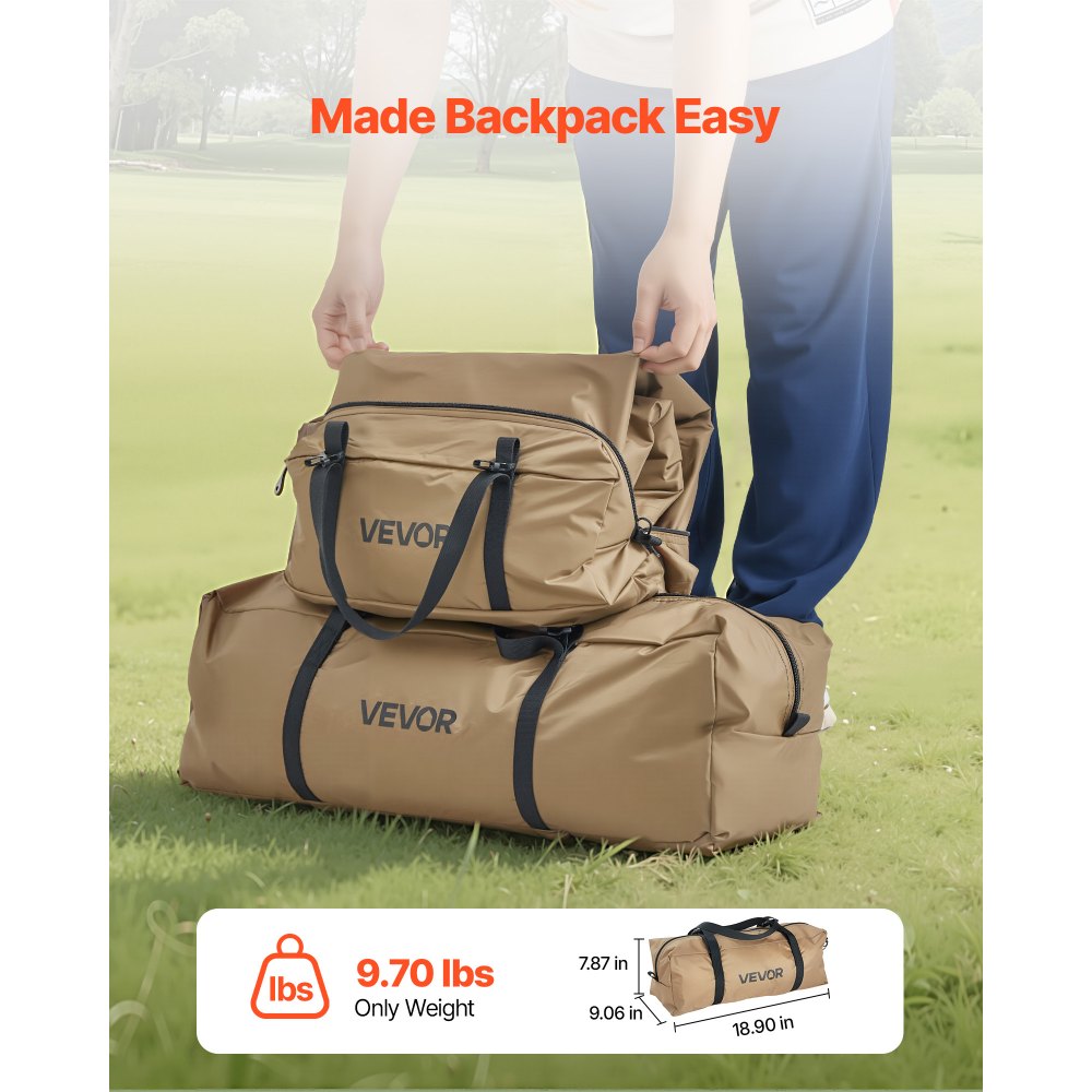 VEVOR Tienda de Campaña Caliente para 4 Personas, Tipi Portátil con Horno, Tienda Interior y Faldón para Nieve, Carpa Cónica de Lona Impermeable para Acampar, Senderismo, Pesca y Mochilero, Talla M