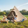 VEVOR Tienda de Campaña Caliente para 4 Personas, Tipi Portátil con Horno, Tienda Interior y Faldón para Nieve, Carpa Cónica de Lona Impermeable para Acampar, Senderismo, Pesca y Mochilero, Talla M