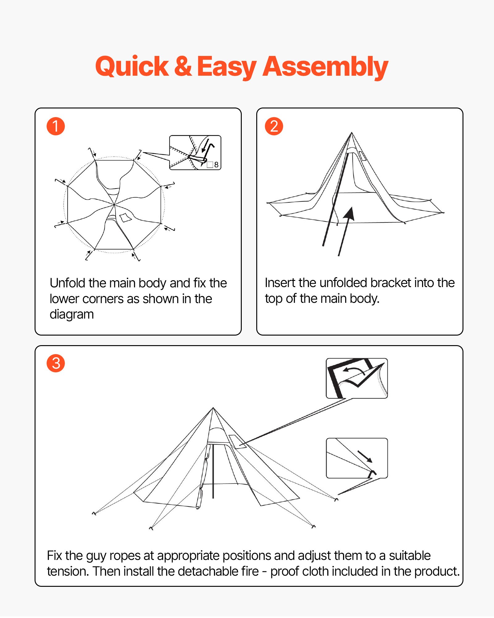 VEVOR Tienda de Campaña Caliente para 4 Personas, Tipi Portátil con Horno, Tienda Interior y Faldón para Nieve, Carpa Cónica de Lona Impermeable para Acampar, Senderismo, Pesca y Mochilero, Talla M