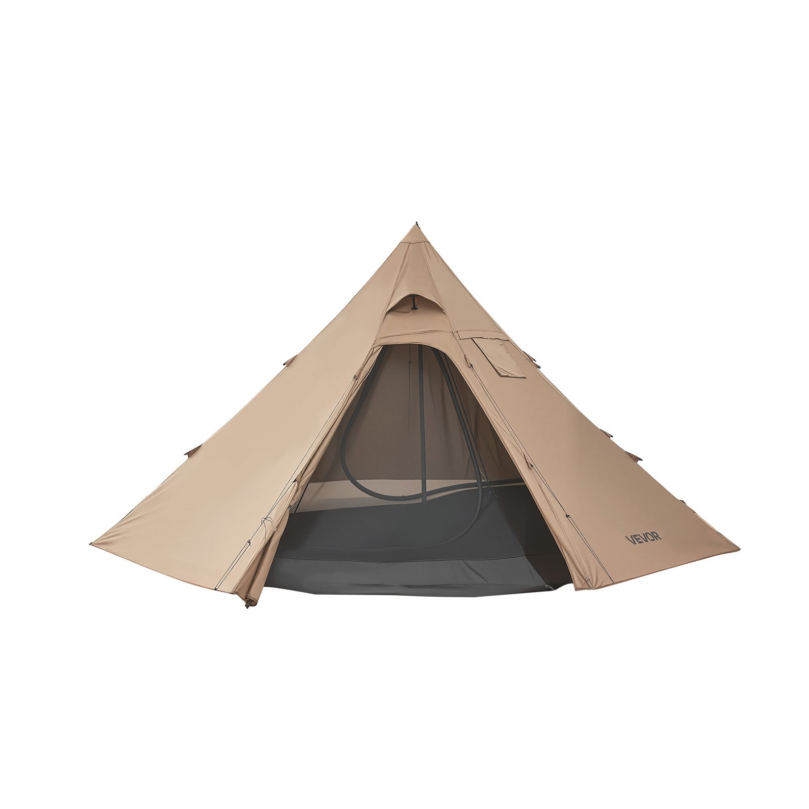 VEVOR Tienda de Campaña Caliente para 4 Personas, Tipi Portátil con Horno, Tienda Interior y Faldón para Nieve, Carpa Cónica de Lona Impermeable para Acampar, Senderismo, Pesca y Mochilero, Talla M