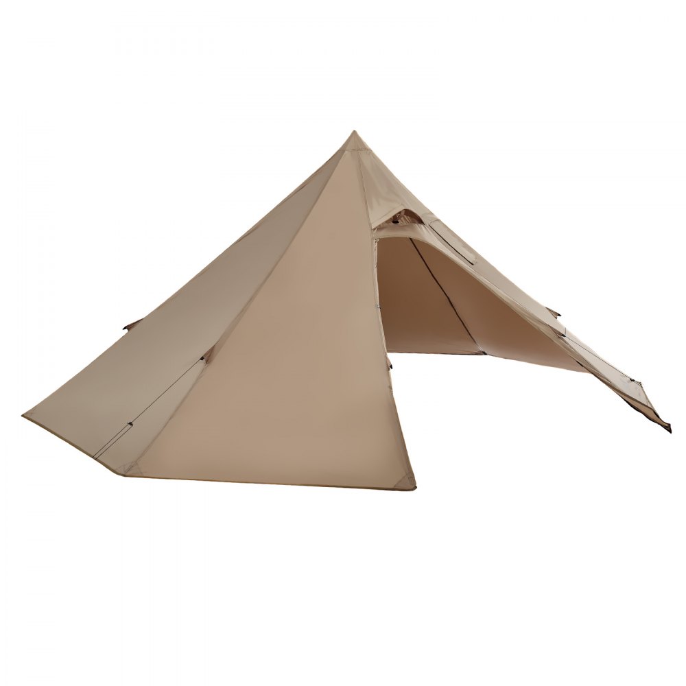 VEVOR Tienda de Campaña Caliente para 2 Personas, Tipi Portátil 320 x 320 x 160 cm con Conector para Estufa, Carpa Cónica de Lona Impermeable para Acampar, Senderismo, Pesca y Mochilero, Talla S