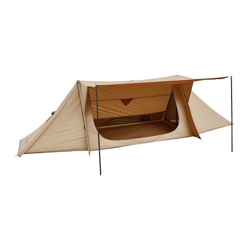 VEVOR Tienda de Campaña Caliente para 2 Personas, Carpa Portátil Triangular 330 x 150 x 120 cm con Soporte para Estufa y 2 Postes de Lona, Tienda Impermeable para Acampar, Caza, Pesca y Mochilero